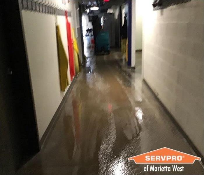 warehouse flooded by storm
