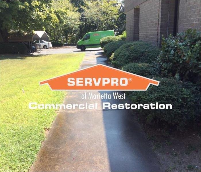 SERVPRO work van on-site at commercial water loss